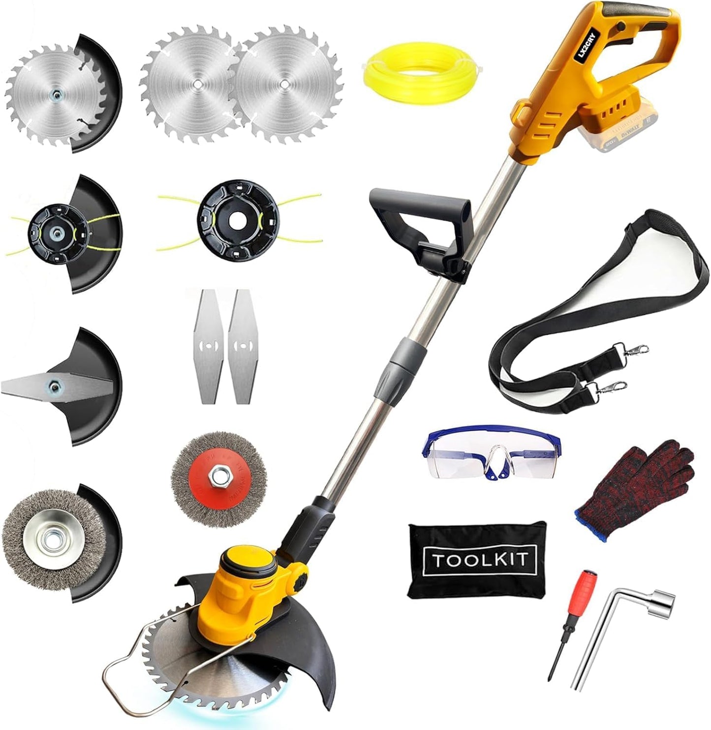 Cordless Weed Wacker for Dewalt 20V Battery, 4 in 1 Weed Eater Battery Powered, 1300W Lightweight Cordless Weed Wacker, Brush Cutter for Lawn, Yard and Bush Trimming (No Battery)