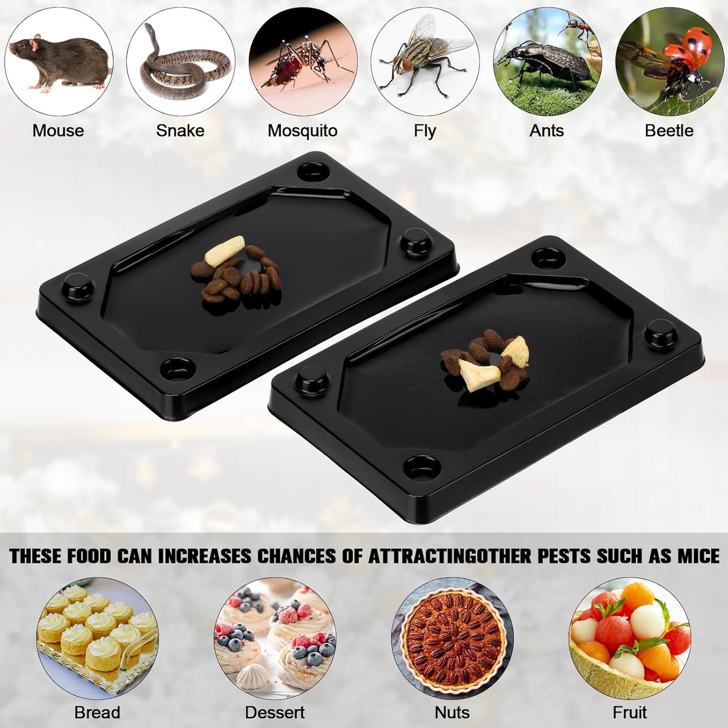 Qualirey 24 Pieces Mouse and Insect Glue Traps Baited Sticky Plastic Boards for House Rodents Heavier Adhesive Traps with Nontoxic Glue for Insects, Ready to Use, Pet Children Safe