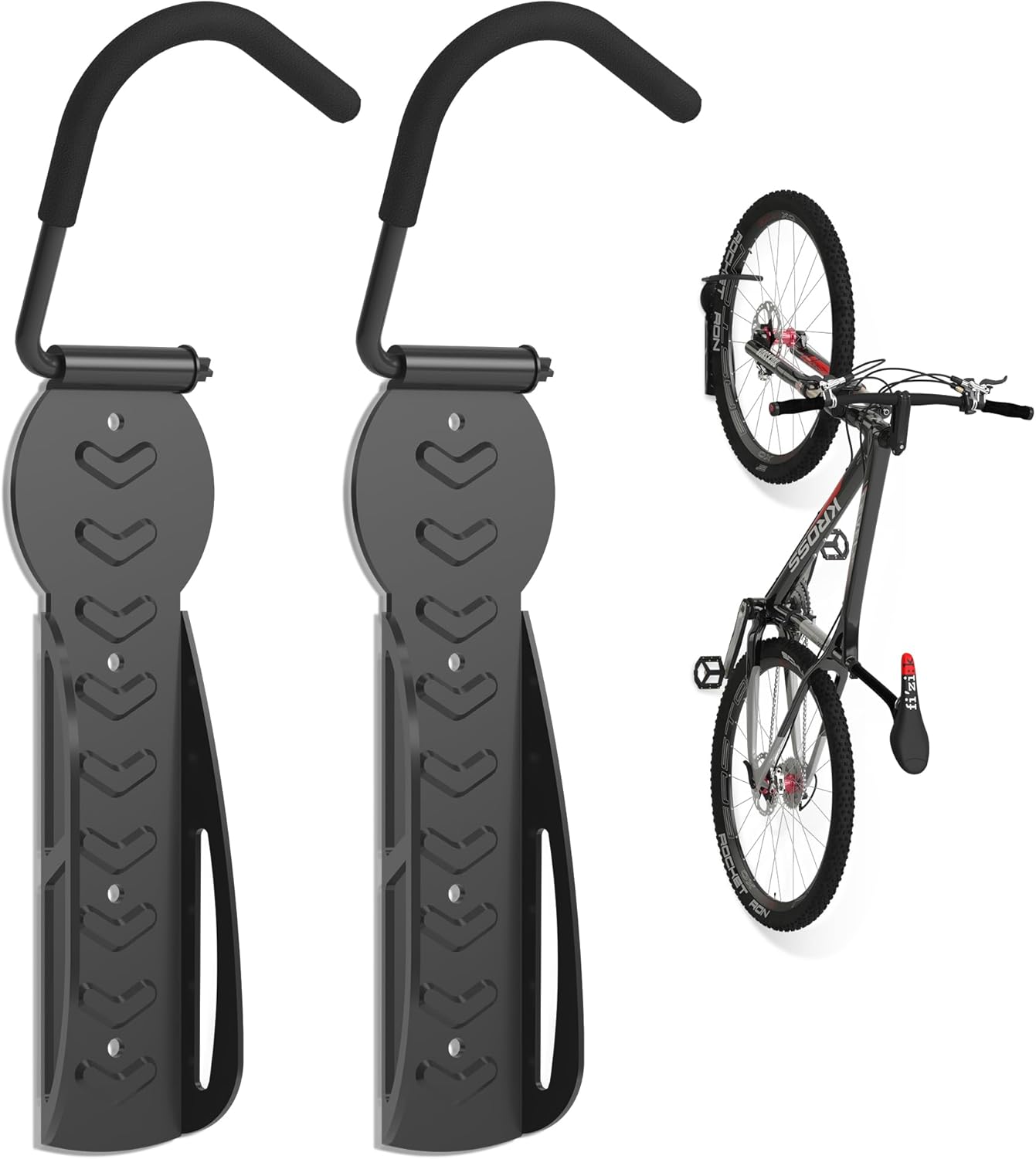 suptek 2 Packs of Vertical Bike Rack Wall Mount - Heavy Duty Garage Bike Hanger for Indoor Storage, Easy to Hang and Detach, Supports Up to 132 lb, BYPA01-2