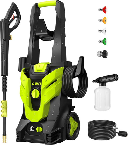 Pressure Washer, Power Washer with 4 Quick Connect Nozzles, High Pressure Cleaning Machine with Foam Cannon for Cars/Fences/Driveways/Patios/Home Cleaning