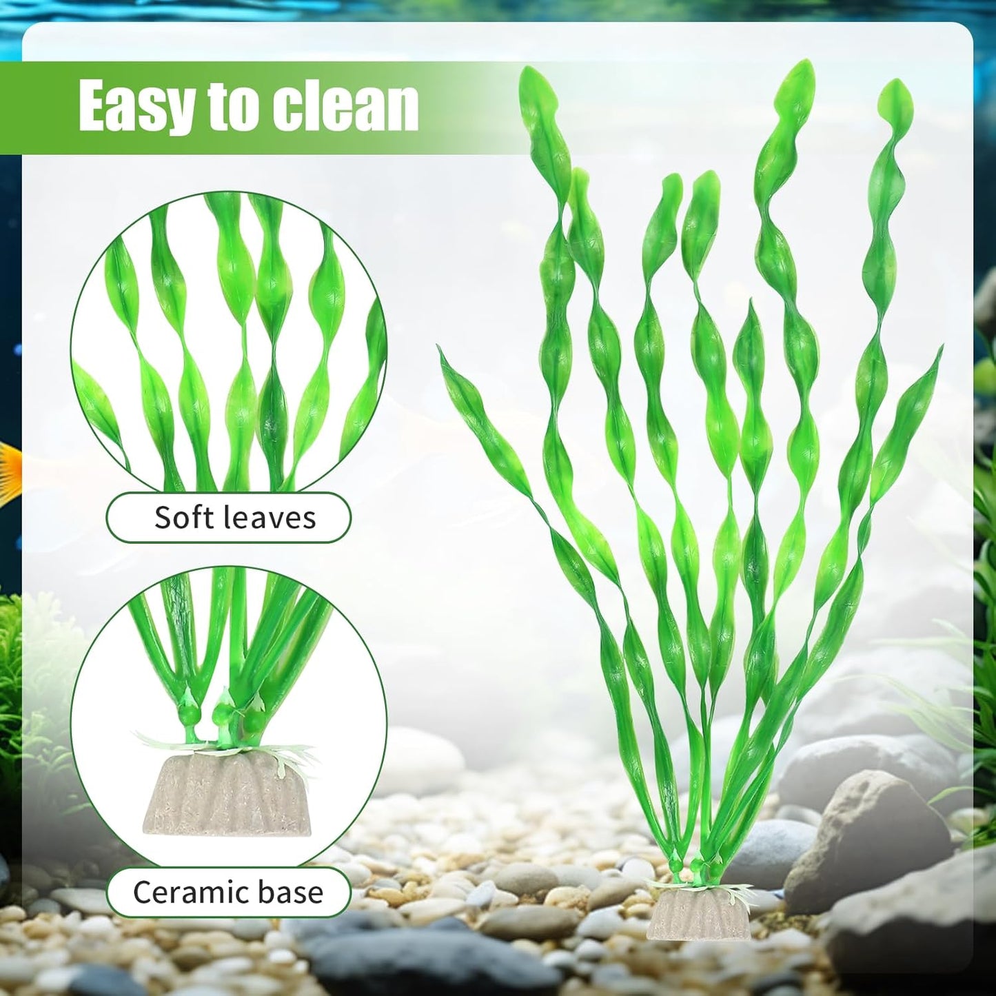 AQUANEAT Artificial Fish Tank Plants, Plastic Aquarium Accessories, Multi Color Fake Decorations, 10packs