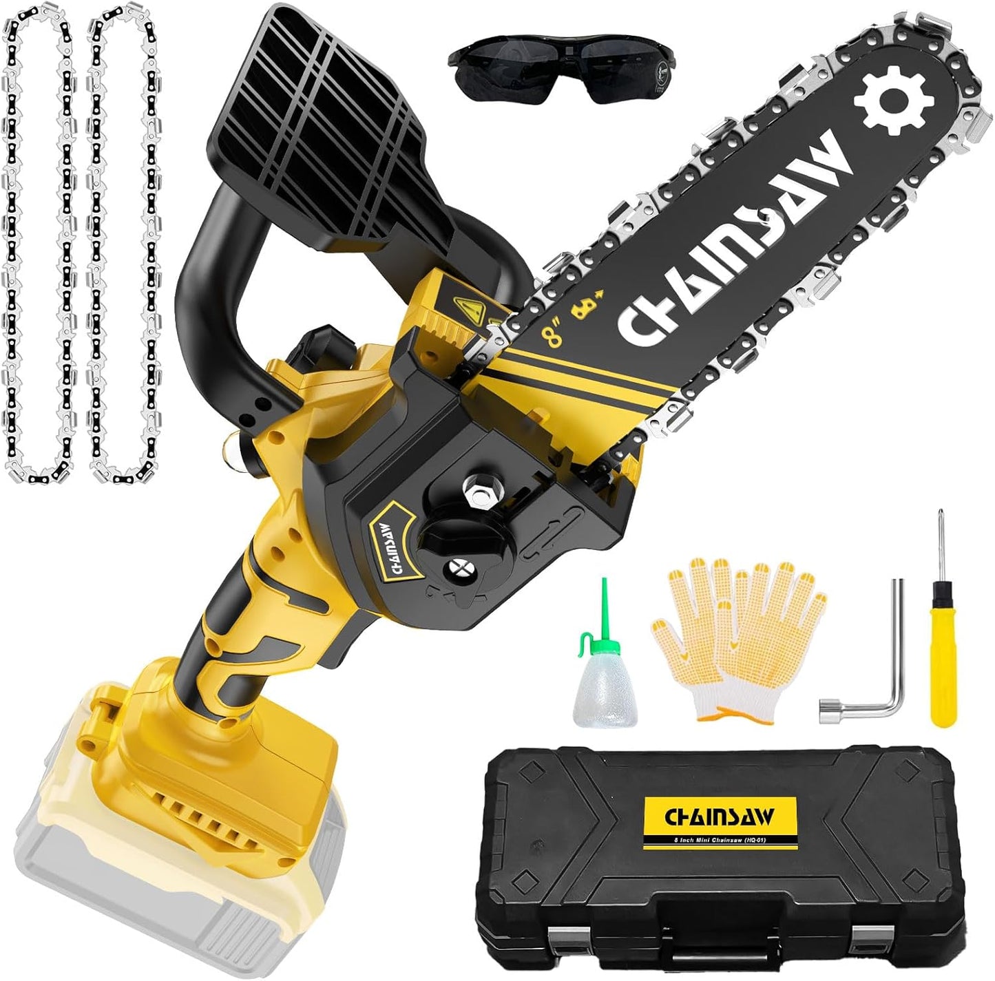 Mini Chainsaw 8 Inch for Dewalt 20V Max Battery, Brushless Cordless Pruning Chainsaw, Battery Powered Mini Chain saw for Wood Cutting, Tree Trimming (only tool)