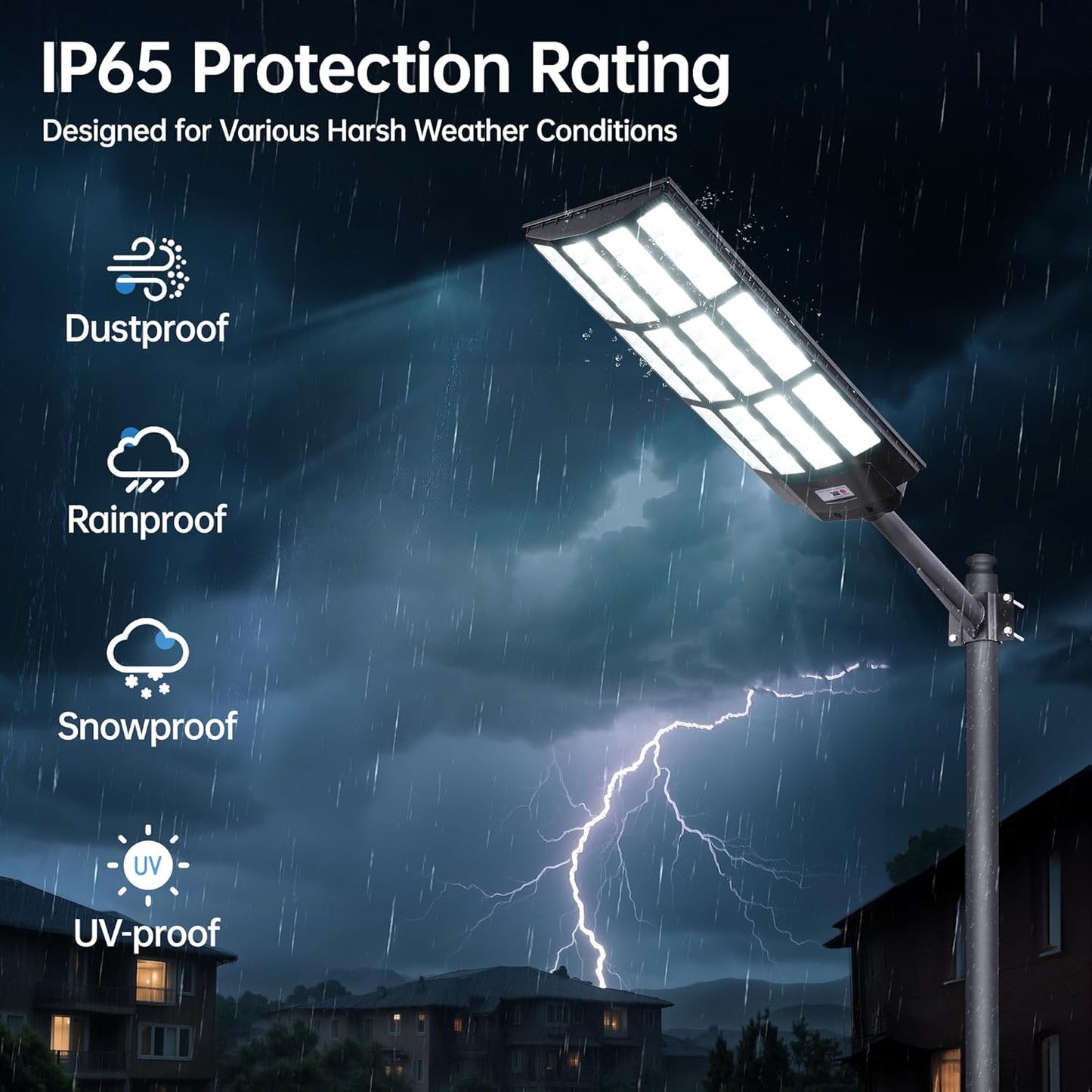 10000W Solar Street Lights Outdoor – 7000K LED Solar Lights Waterproof Dusk to Dawn with Motion Sensor & Remote, Commercial Solar Powered Parking Lot Lights for Yard, Garage, Outside (1 Pack)