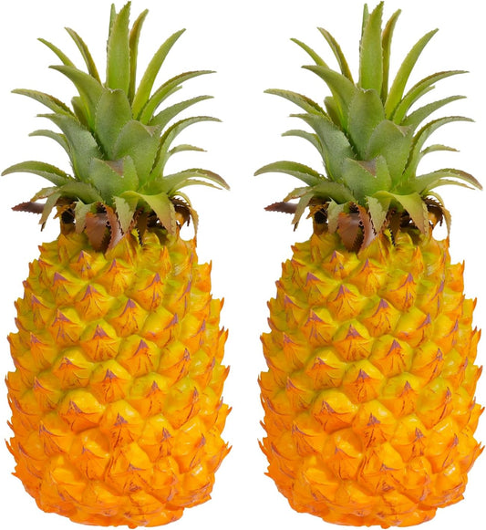 QIRMIZI 2 Pack Artificial Pineapple -Simulated Fruit Decoration, Lifelike Fake Fruit Model, Perfect for Home Decor, Kitchen, Party & Photography Prop – Realistic & Eco-Friendly,Yellow Large