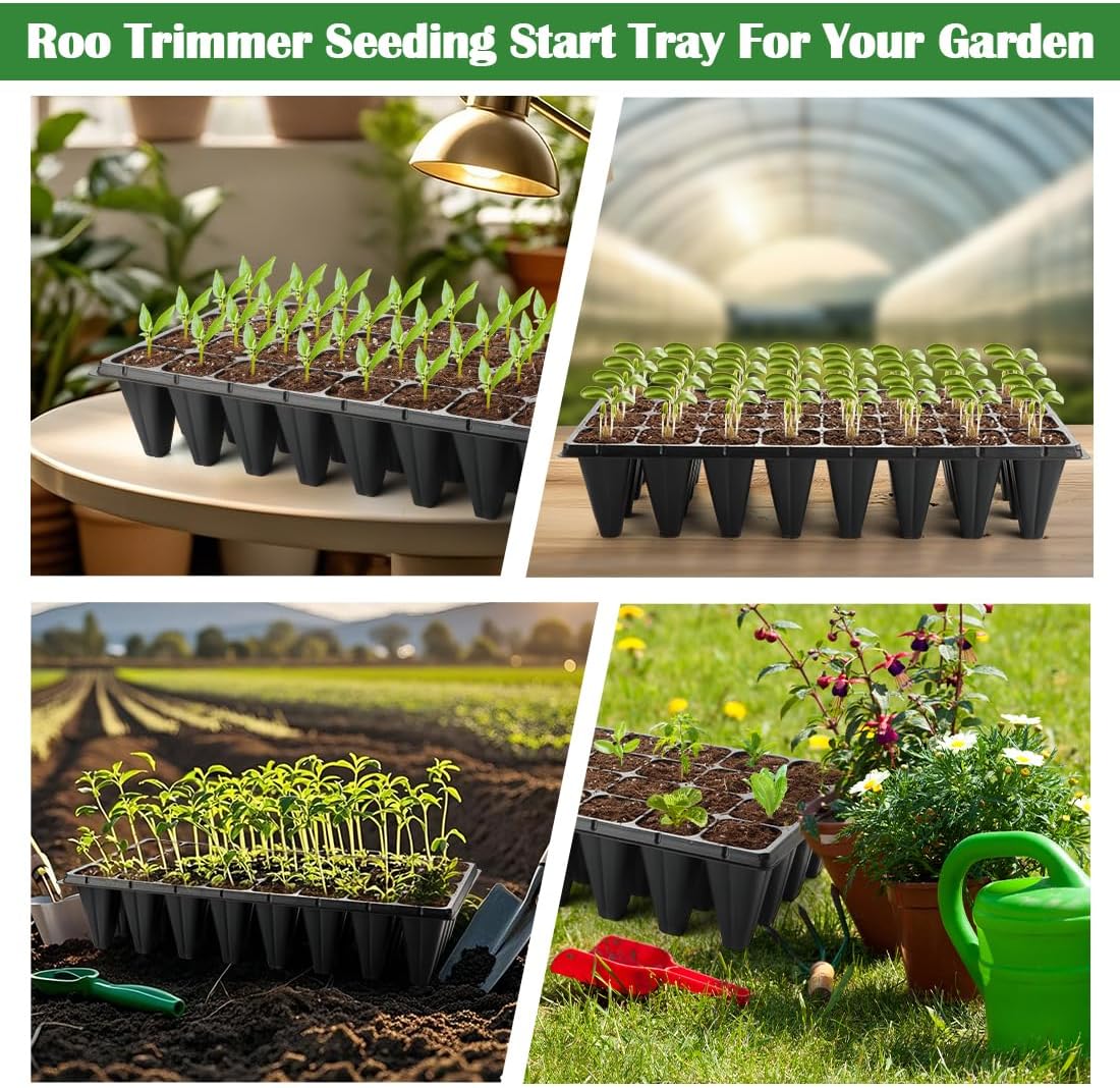 10 Pack 32 Cell Seed Starter Trays - Extra Deep 4.33" Plastic Nursery Trays, 20" x 10"，Fits Standard 1020 Flats