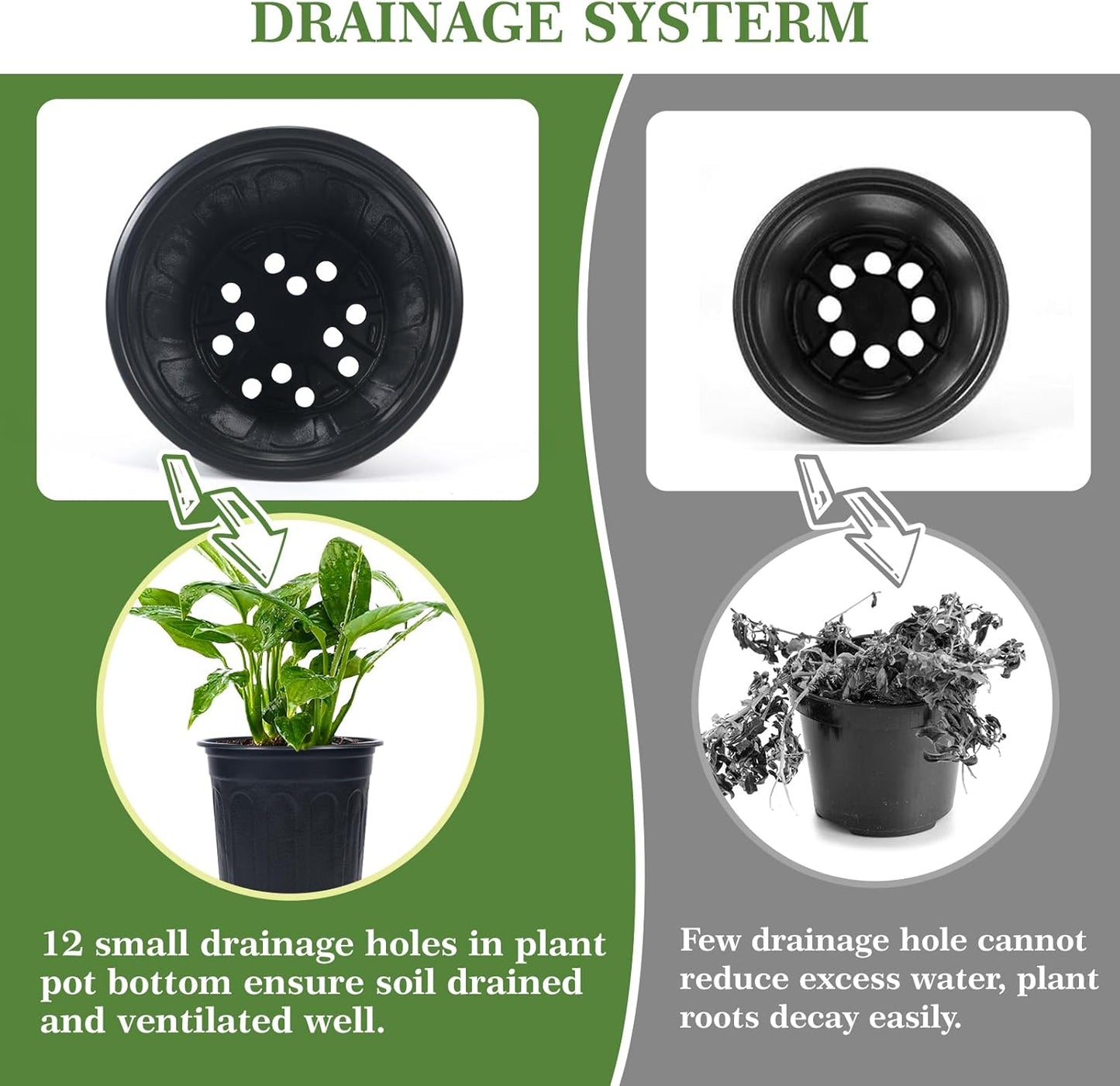 100Pcs 1 Gallon Black Nursery Pots, Soft Plastic Seedling Plant Pot with Holes, Garden Flower Seedling Pot for Indoor/Outdoor Use, Small to Medium Size