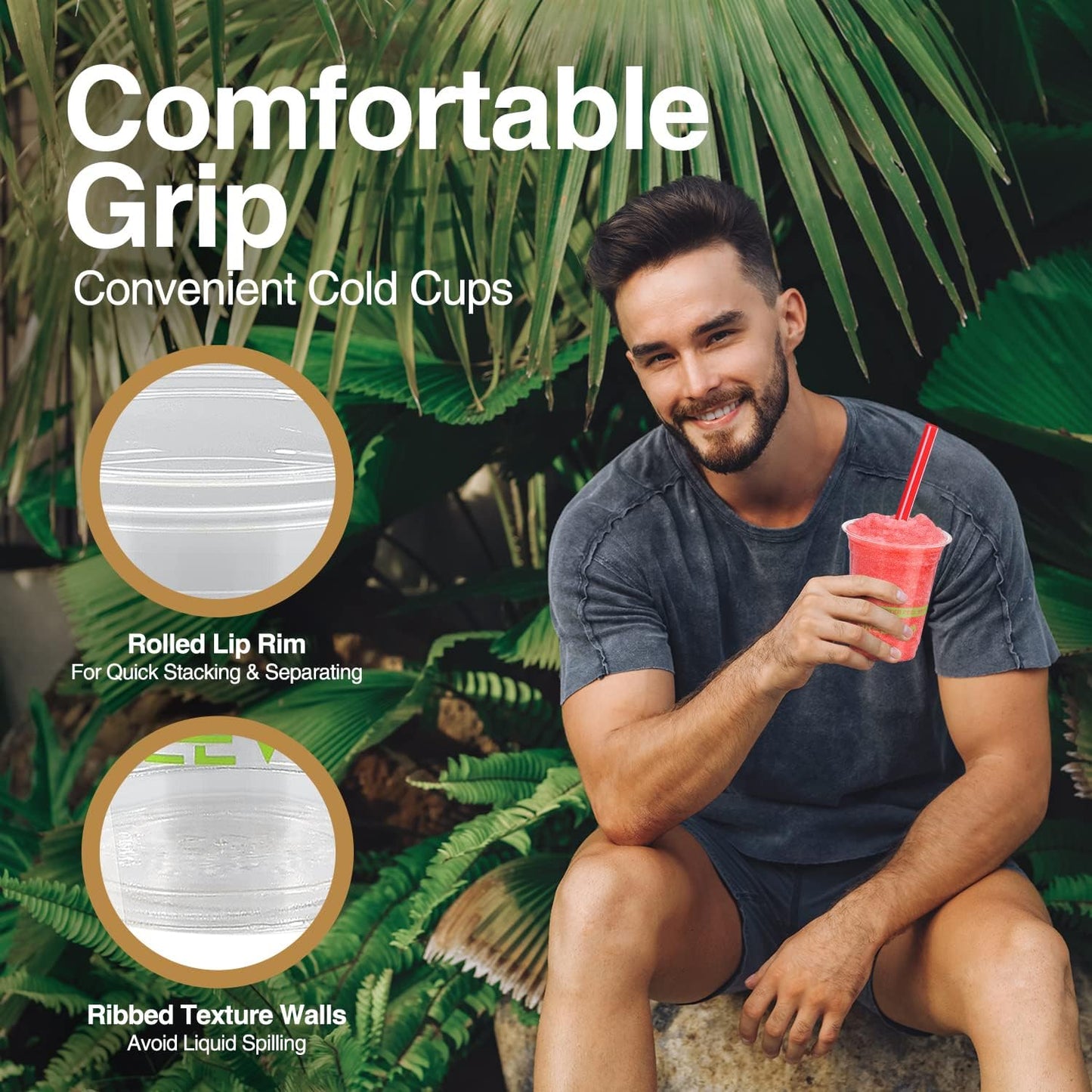 Eco Compostable Plant-Based Clear Plastic Cups 16oz Thick, Reusable, Disposable Iced Coffee Cups for Smoothies, Beer & Any Beverages for Parties, Weddings & Gatherings (16oz)