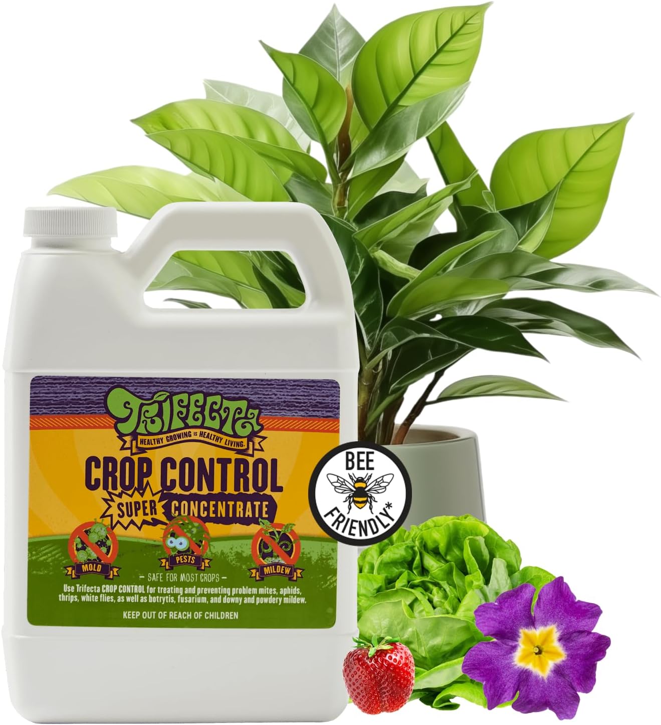 Trifecta Crop Control Super Concentrate All-in-One Natural Pesticide, Fungicide, Miticide, Insecticide, Help Defeat Spider Mites, Powdery Mildew, Botrytis, Mold, and More on Plants 16 OZ
