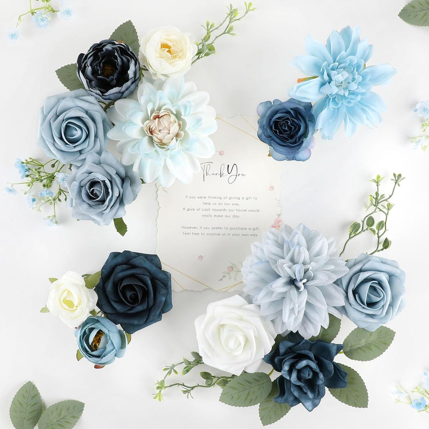 AGIRL Artificial Flowers Combo Silk Mix Purple Fake Flower with Stems for DIY Wedding Bouquets Centerpieces Arrangements Table Chair Decor Baby Shower Home Decor (Light Blue)