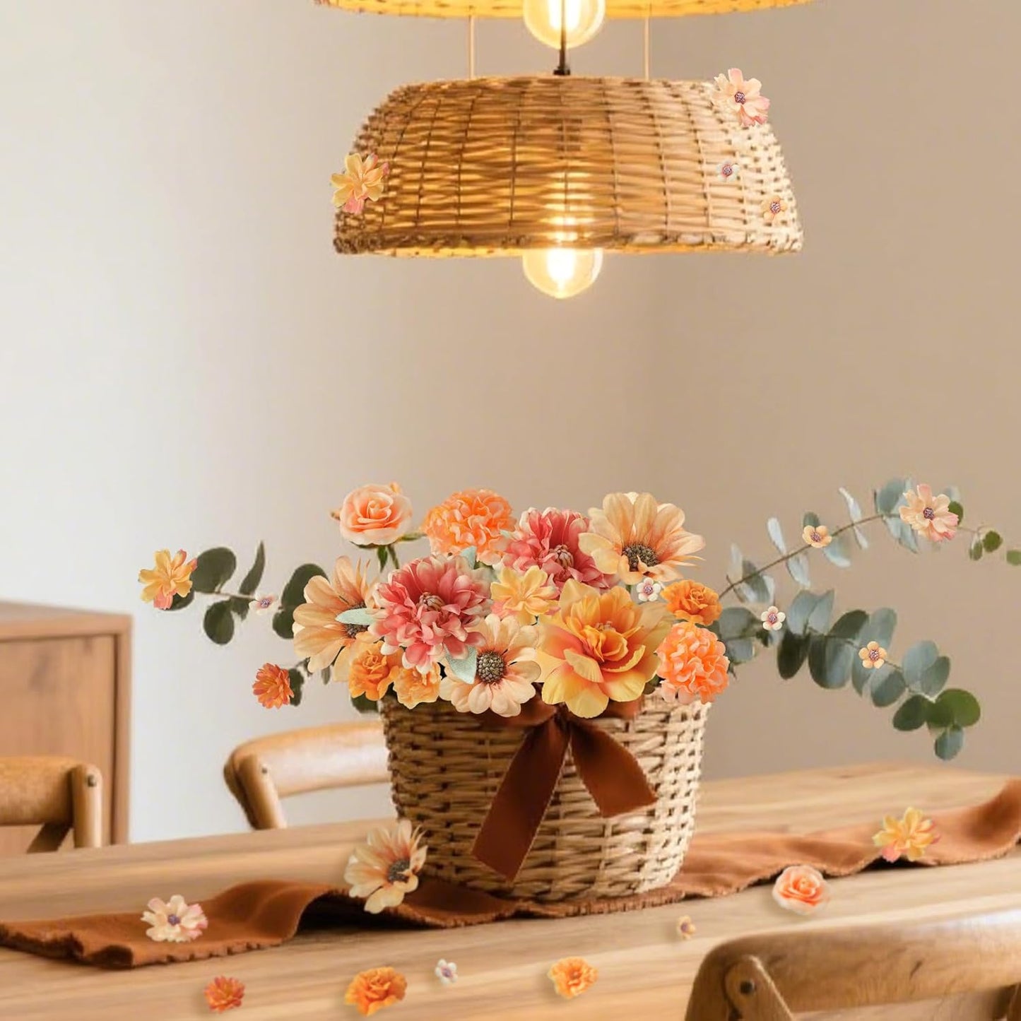 Small Artificial Flower Heads 2-4 cm, Fall Silk Faux Orange Peony Daisy Rose, for DIY Crafts, Wedding Garland, Graduation Cap, Cake Topper & Home Decoration