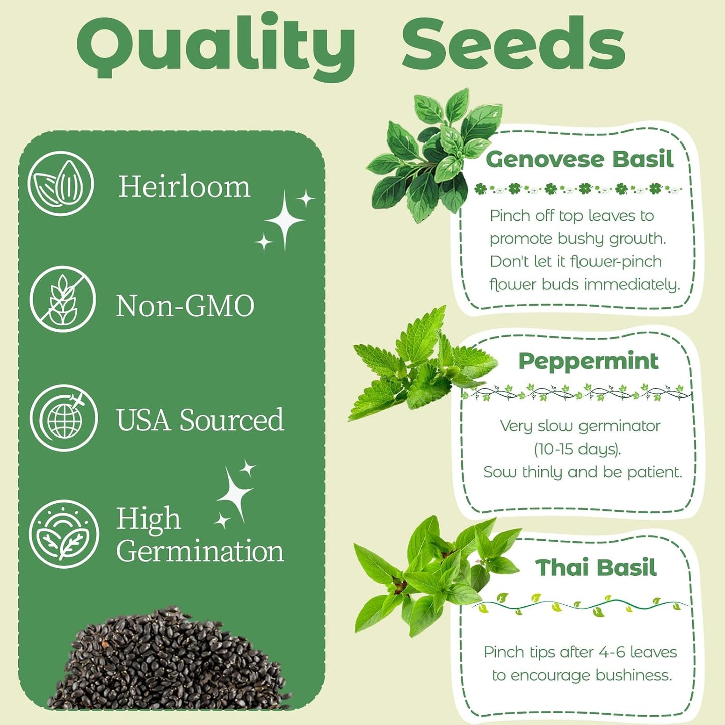 Herb Seed Pods Kit Hydroponic - Refill Pod for All Indoor Garden, 8 Grow Pods with Seeds of Genovese Basil, Peppermint and Thai Basil, Compatible with All Hydroponics Growing Systems