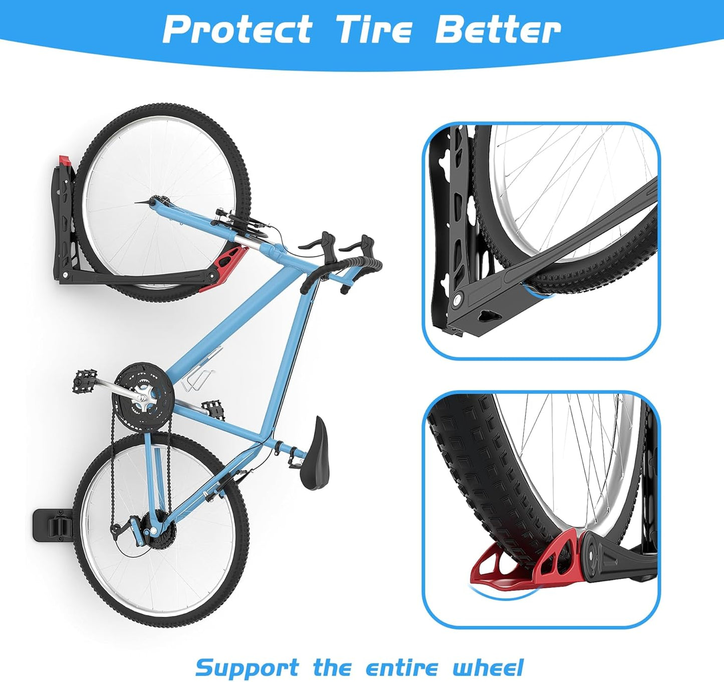 WALMANN BIKEPAL No Lifting Wall Mount Swivel Bike Rack, Wall Bike Hangers for Garage Space Saving Vertical Bike Storage(4 Pack)