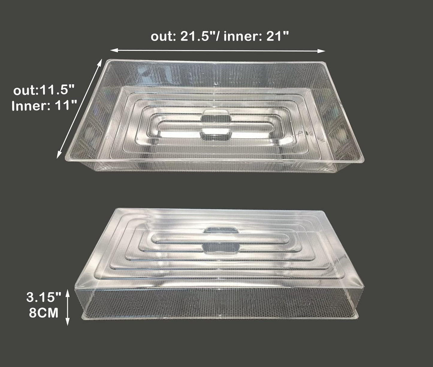 10 Pcs Humidity Dome, Plastic Clear Seed Starter Dome 1020 Tray Covers Humidifying and Insulating for Greenhouse Germination and Garden Growing (21.5"×11.5", 3.15" Height, 10-Pack)