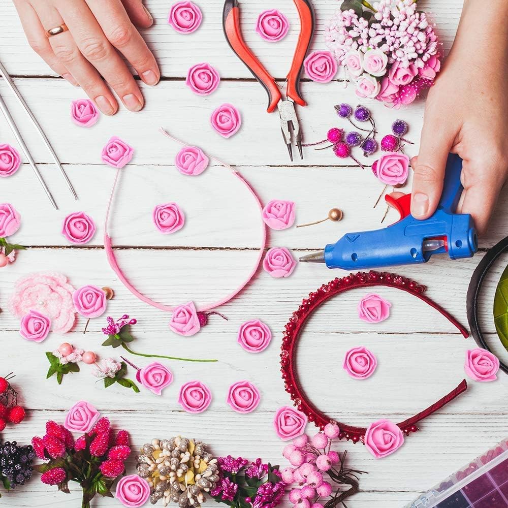 Foam Rose Fake Flowers for Crafts 144 pcs 2 cm Mini Wreaths Artificial Flower Bouquet Multicolor Rose Flower Wedding Scrapbooking Decoration Rose Fake Flower(Burgundy)