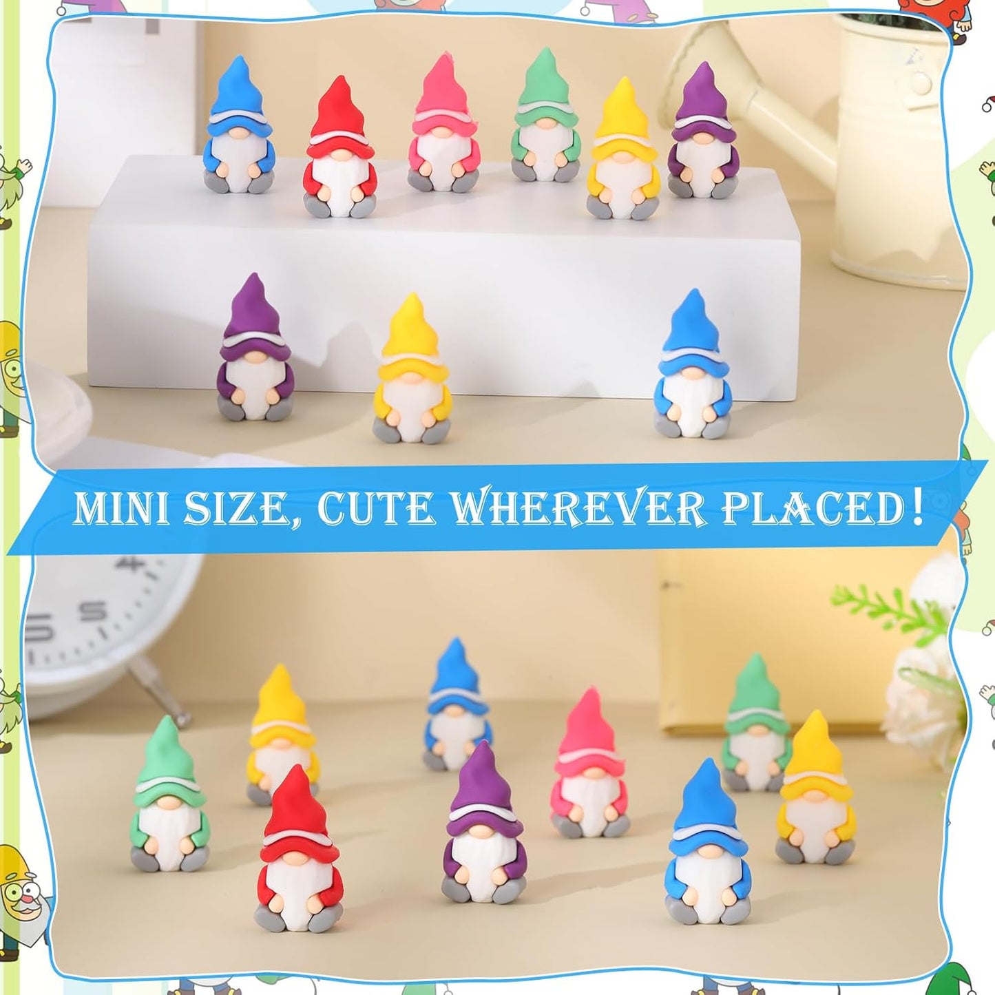 100 Pcs Mini Gnomes Figurines Tiny Fairy Resin Gnomes Statue Garden Bulk for Goody Bag Stuffers Filler Party Favors Gifts Decor Dwarf Statues Garden Dollhouse Micro Landscape Accessories