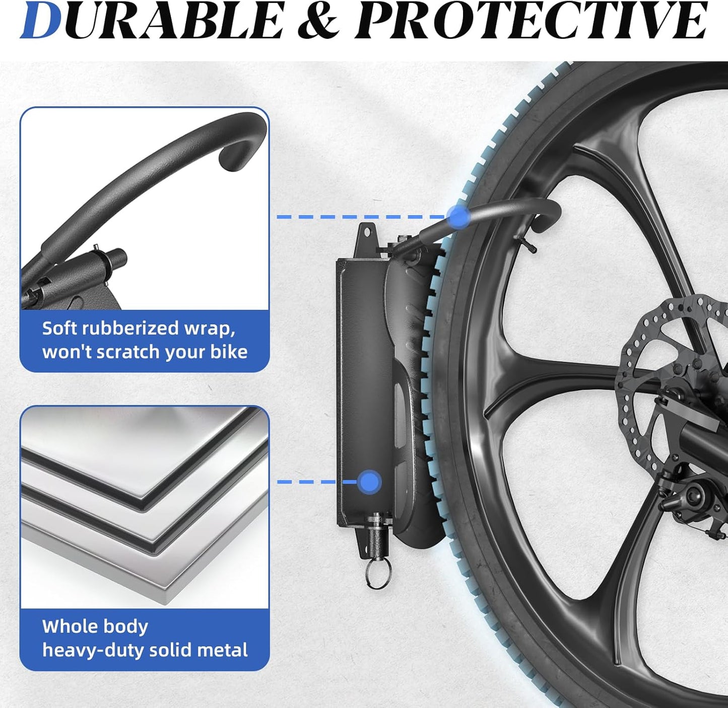 Goovilla Swivel Bike Wall Mount 1 Pack, Space Saving Bike Hangers for Garage with Screw and Easy Installation, Metal Vertical Bike Rack Wall Mount Holds up to 66.2lbs with No-scratch Protection, Black