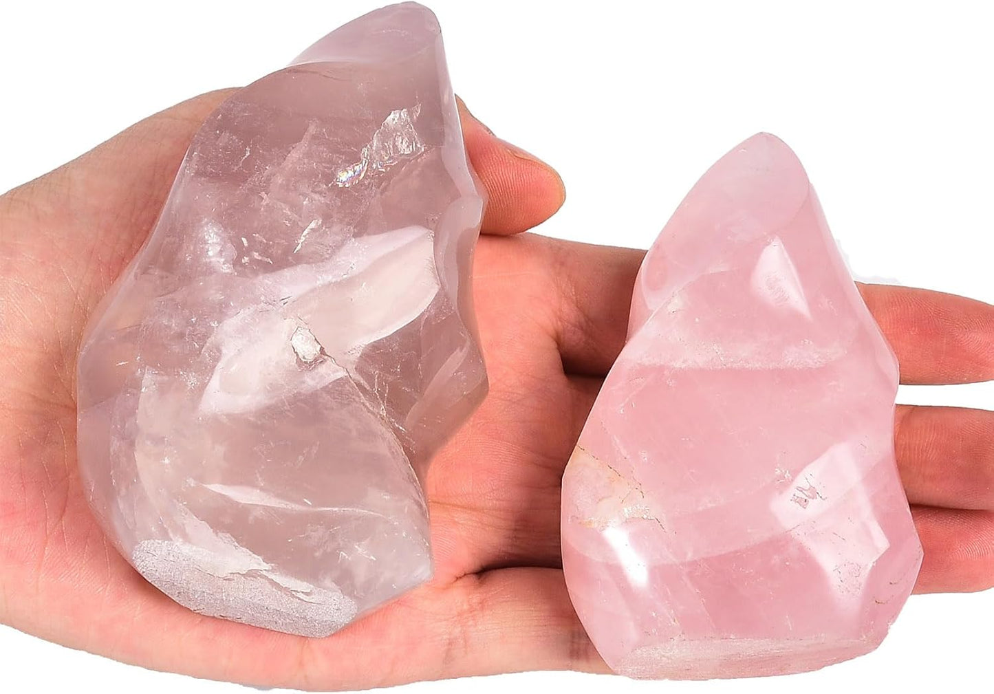 AMOYSTONE Rose Quartz Crystal Stones Energy Flame Tower Healing Crystal and Stone for Meditation Home Decoration 1.0LB