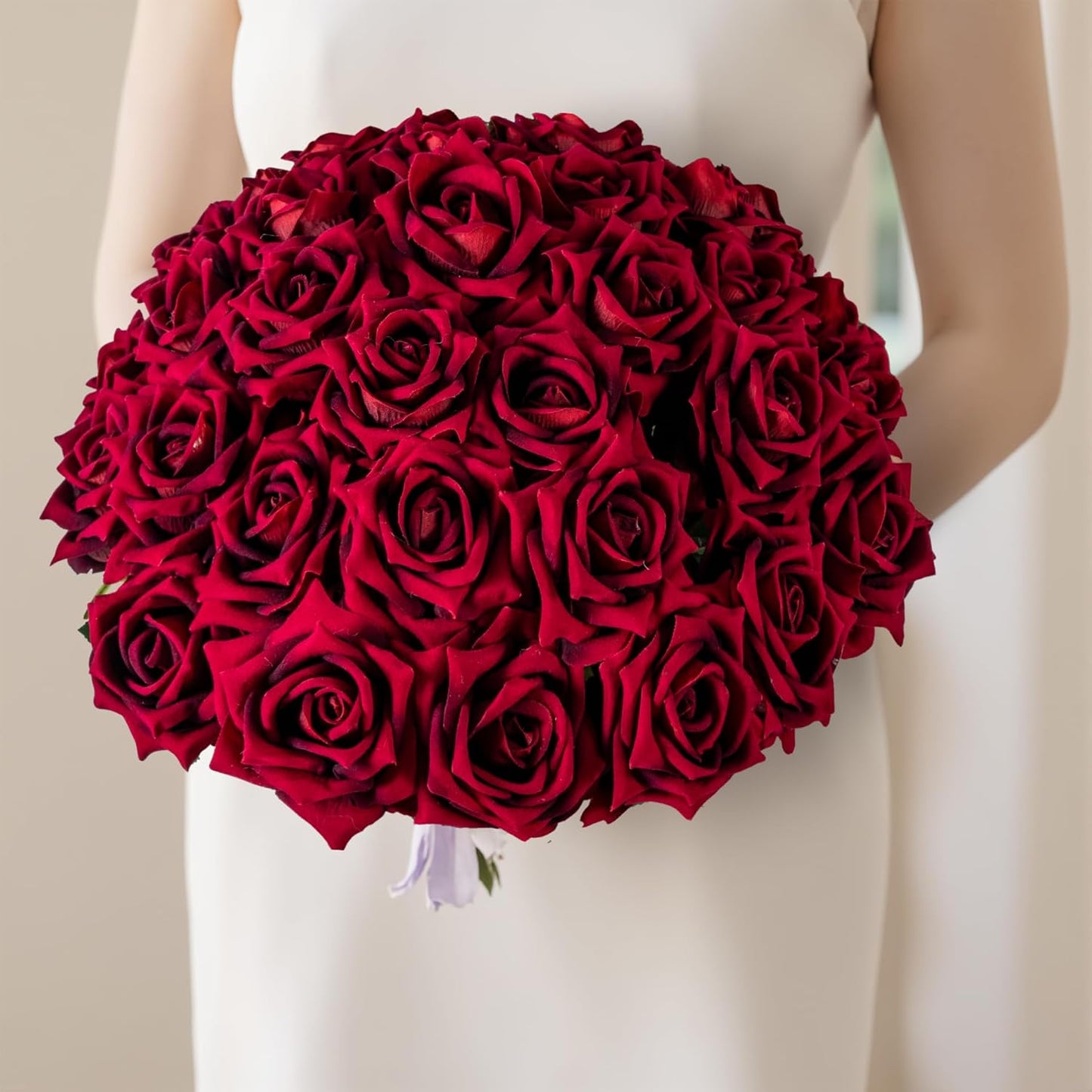Fake Roses Faux Flowers Silk Roses Artificial Roses with Stems Realistic Artificial Flowers Suitable for Indoor Home Decoration Diy Bouquet Wedding Decor Party Decor 36PCS(16.5In,Black red)