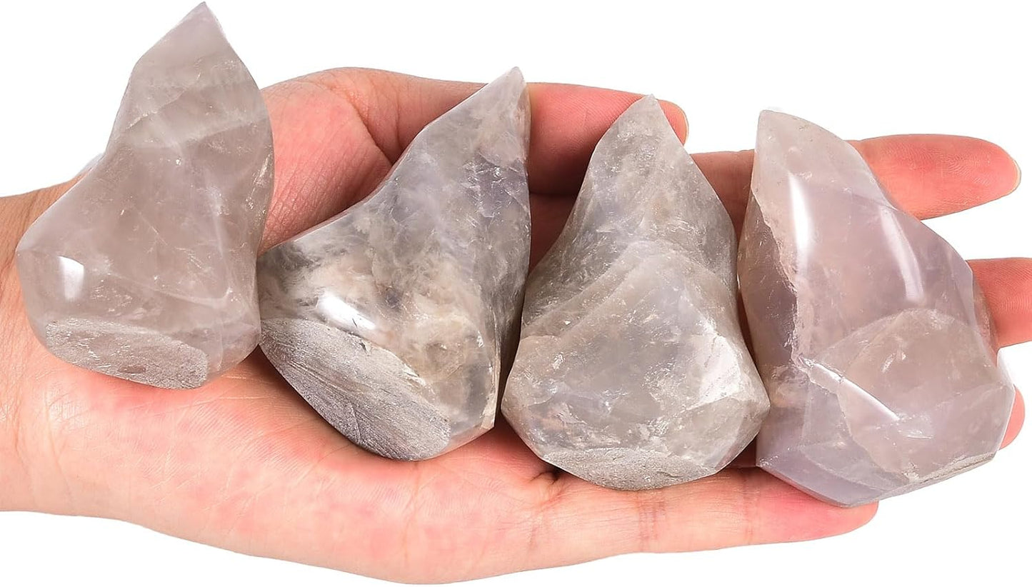 AMOYSTONE Blue Pink Quartz Flame Shaped Stone Towers Large Healing Crystal Quartz Home Decor 1.0LBS