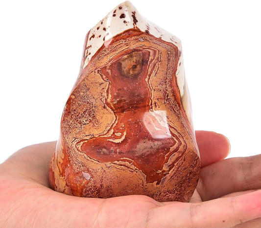 AMOYSTONE Polychrome Jasper Flame Shaped Stone Towers Obelisk Natural Healing Crystal Quartz Reiki Energy Decoration Home Office 0.6-1.0LBS