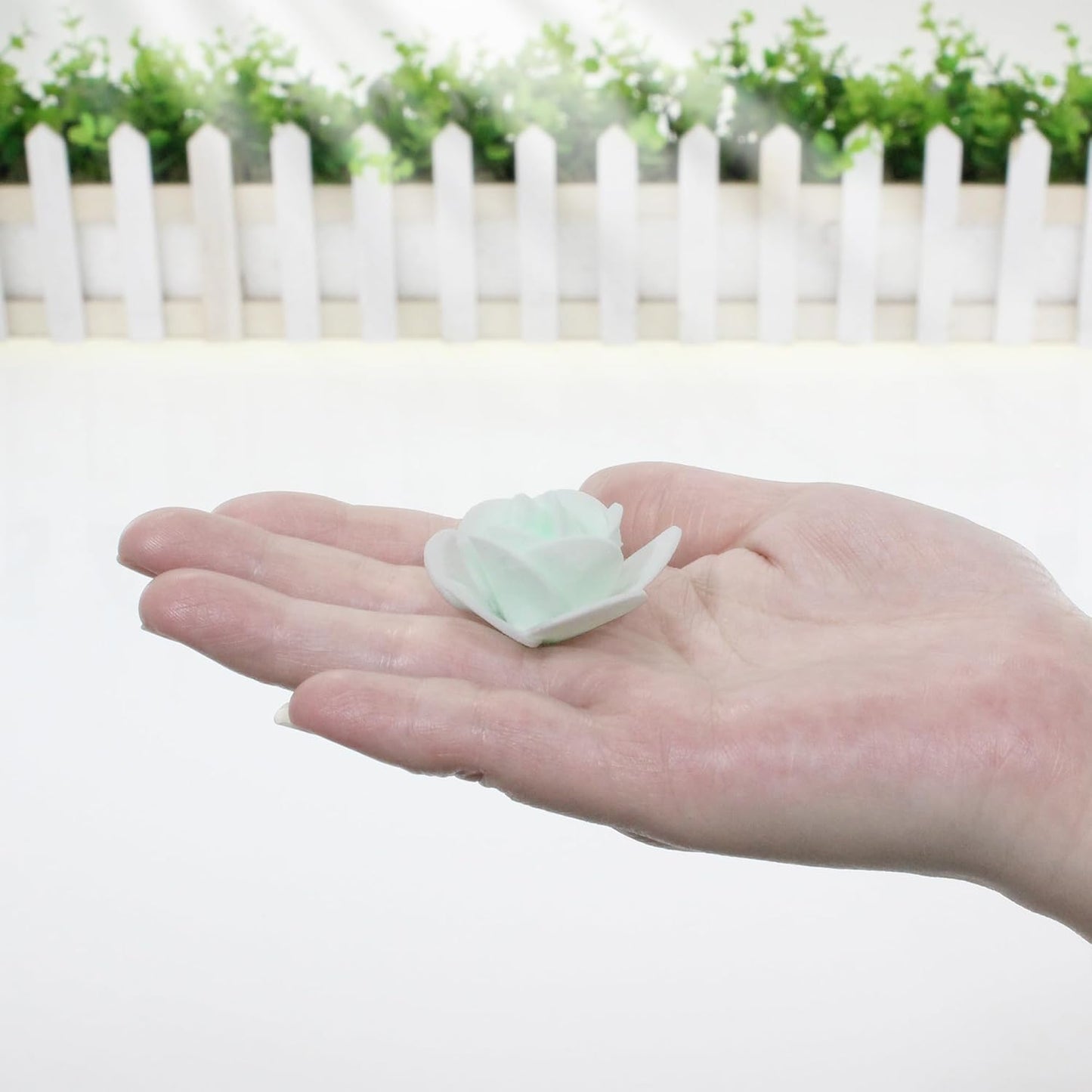 500 Pcs 1.4 Inch Mini Artificial Flowers Head Bulk 5 in 1 Set Faux Foam Fake Small Rose Tiny Baby Flores Bouquet Cake Gift Home Decoration DIY Craft (Aqua Green)