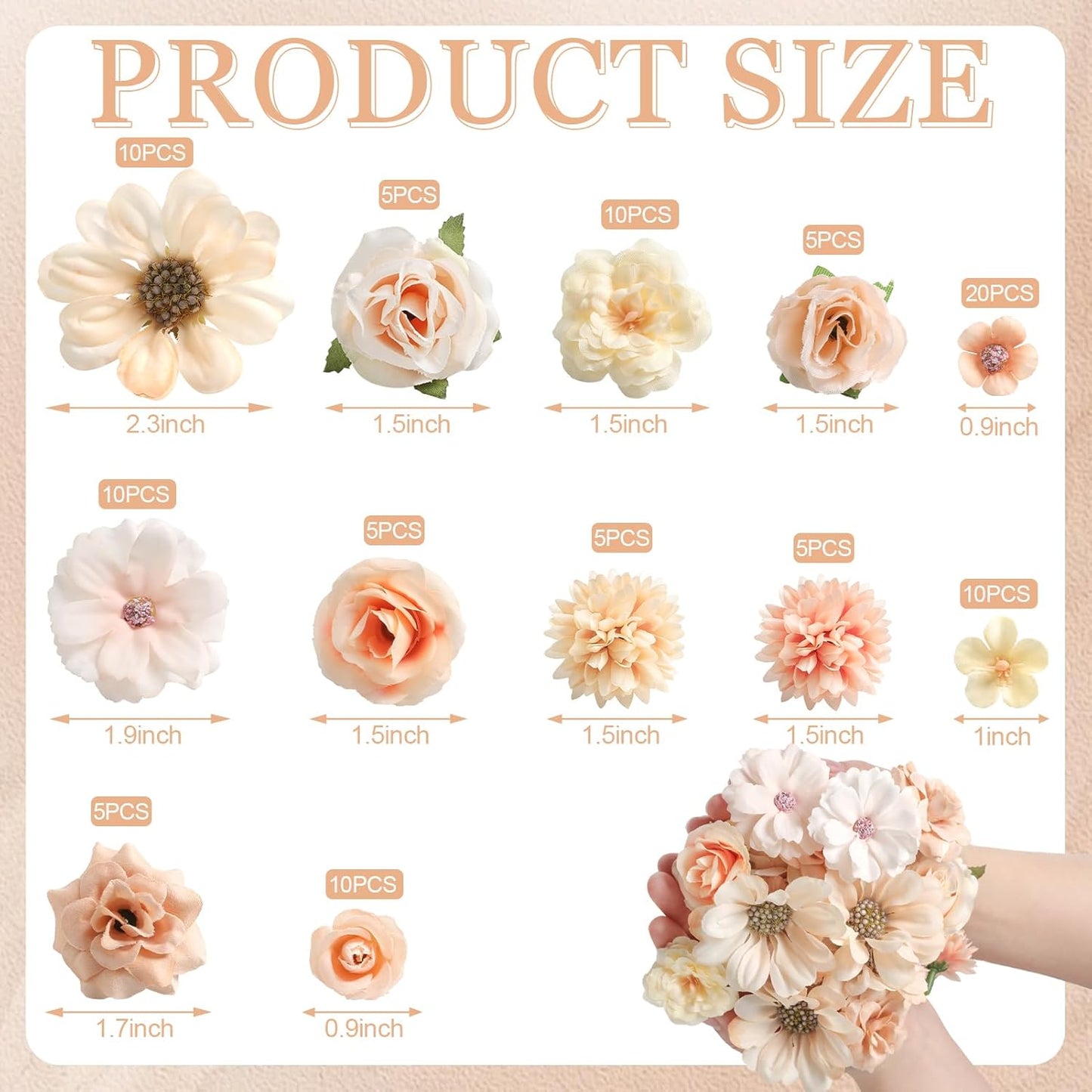 Serra Flora Faux Flower Heads Mini Artificial Flower Heads Fake Flowers Multicolor Small Silk Daisy Peony Flower Heads for Craft Garland Wedding Party DIY Home Decoration