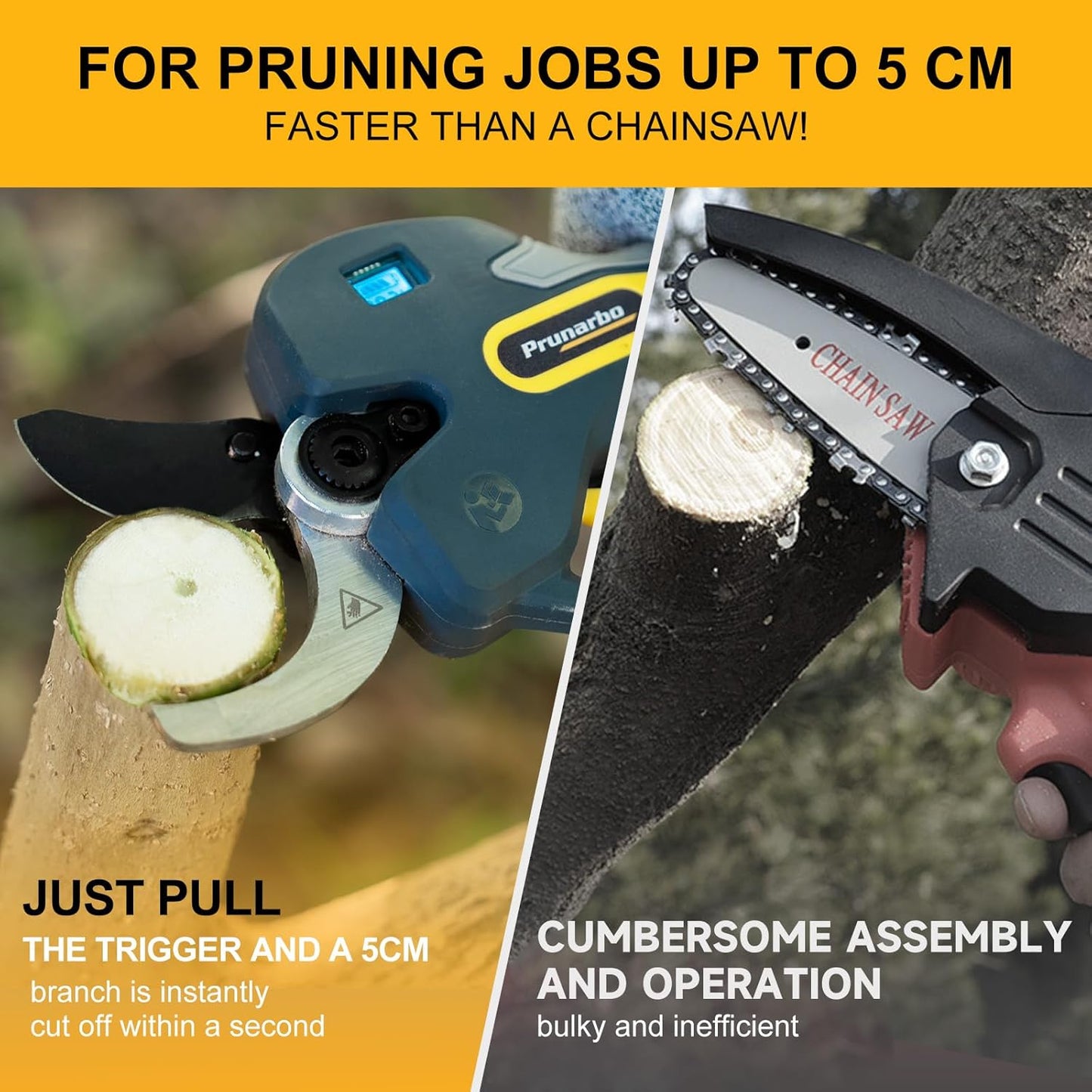 Electric Pruning Shears Cordless for Makita 18V Battery, Professional Electric Tree Pruner Cutter Battery Secateurs 50mm (2inch) SK5 Teflon Blade for Gardening Heavy Duty PR-E50 (Only Body)