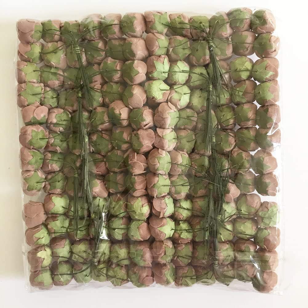 Mini Fake Rose Flower Heads 144pcs Mini Artificial Roses DIY Wedding Flowers Accessories Home Table Party Shop Baby Shower Decor(Coffee)