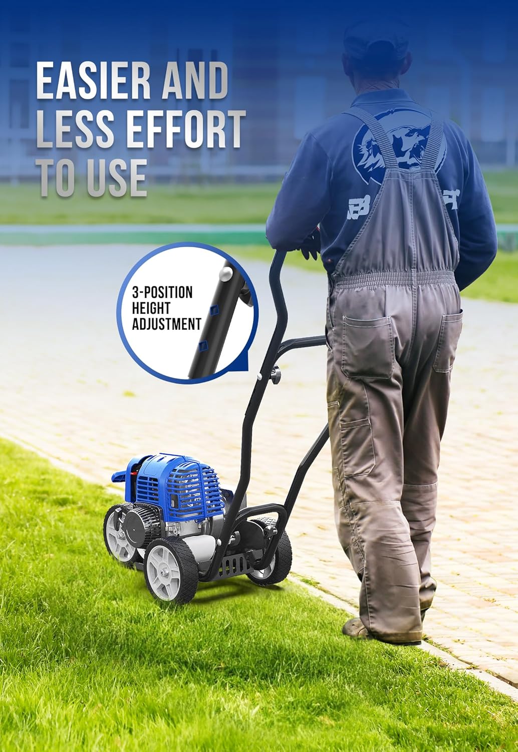 Wild Badger Power Sidewalk Edger Lawn Tool Gas 31cc WB31CCED, Blue