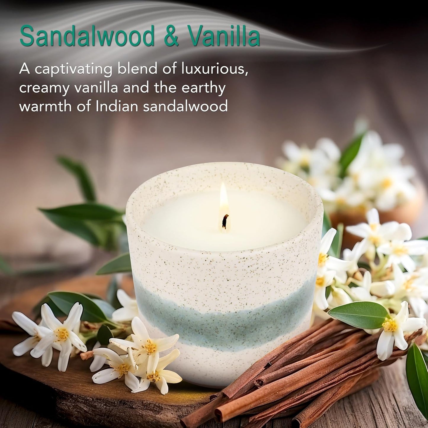 The Growing Candle, Sandalwood & Vanilla Scented, 8.5oz Ceramic Pot, Aromatherapy Candles for Home, 100% Soy, Edith