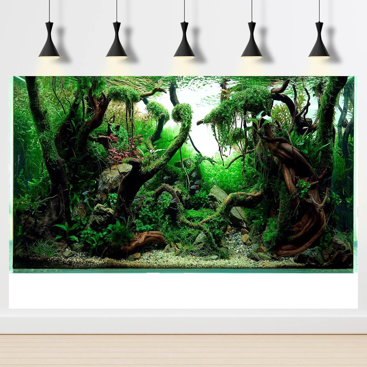 Aquarium Background Underwater Pebble Grass Leaves Aquarium Backdrop Vivid Fresh Green Aquatic Plant Stone River Bed Aquarium Backdrop Deadwood Purple Leaves Tank Background Vinyl 72x18in