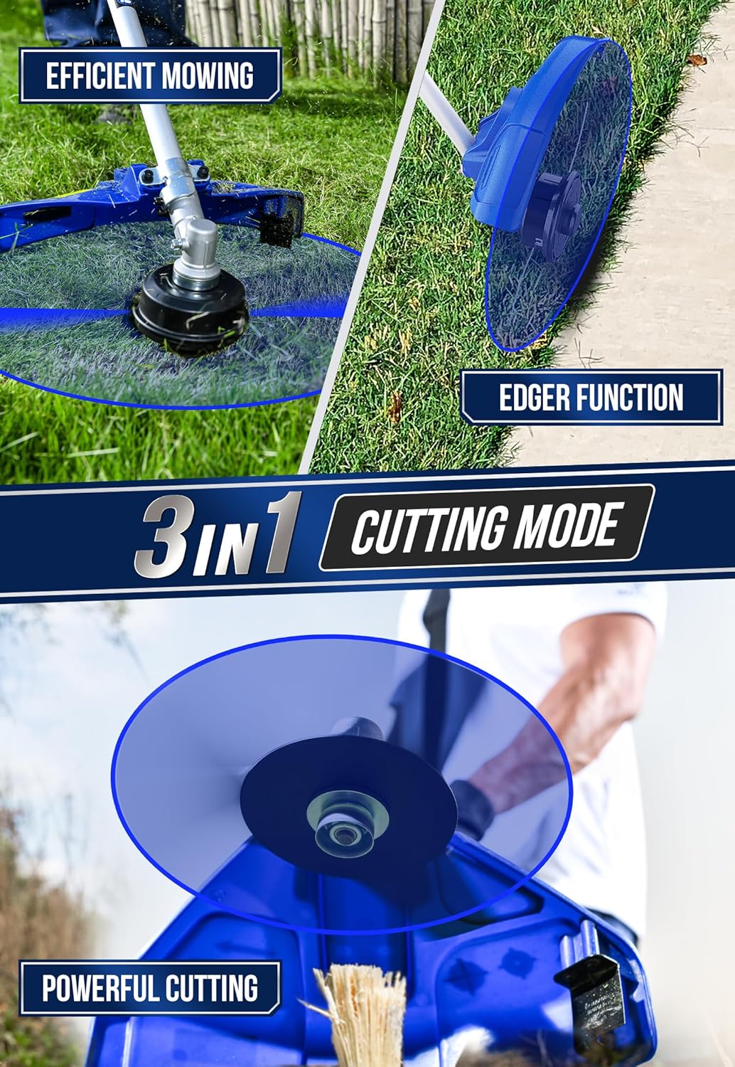 WILD BADGER POWER 26cc Weed Wacker Gas Powered, 3 in 1 String Trimmer/Edger 17'' with 10'' Brush Cutter,Rubber Handle & Shoulder Strap Included