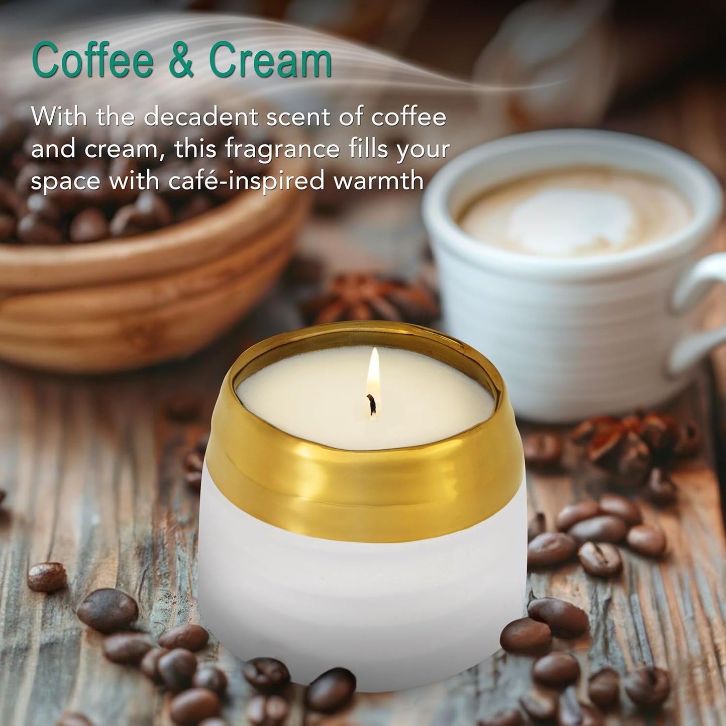 The Growing Candle, Coffee Scented, 10oz Ceramic Pot, Aromatherapy Candles, 100% Soy, Cream and Espresso Aroma for Home, Clara