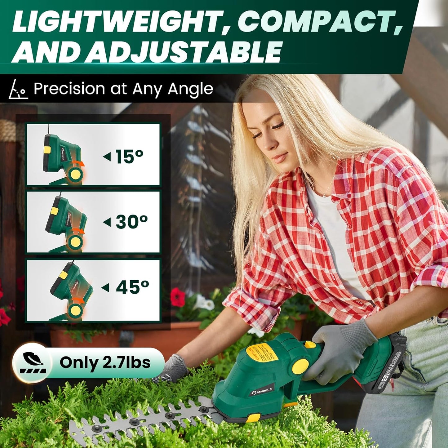 Rechargeable 2-in-1 Hedge and Grass Trimmer, 22V Lightweight Cordless Shrub Cutter with Adjustable Head, Battery and Charger Included – Ideal for Lawn and Garden Work