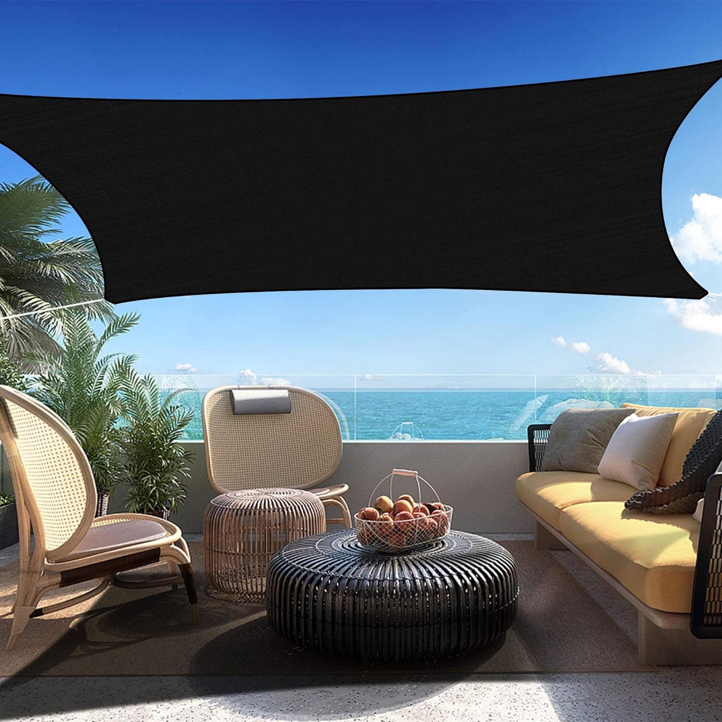 11' x 13' Black Rectangle Sun Shade Sail SSP1212 Canopy Durable Fabric UV Block Awning We Make Custom Orders