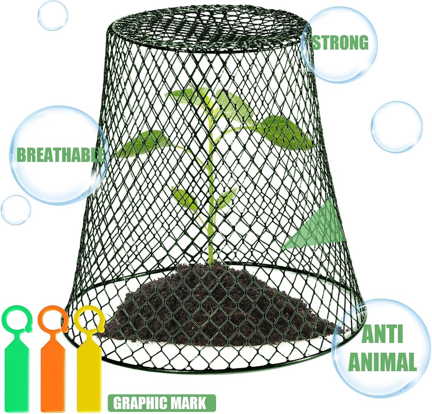 10 Pcs Garden Chicken Wire Plant Covers, 11x11Inch Metal Wire Garden Cloches Chicken Wire Cloche Plant Protector Heavy Duty Garden Plant Cloche for Keeping Bunnies Chicken Squirrels Birds Other Out