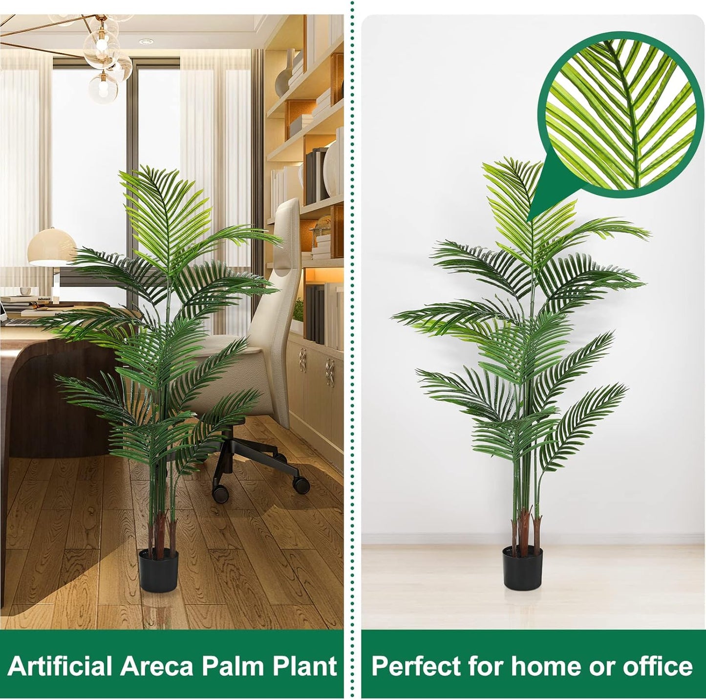 Jexine 4 Pack Artificial Palm Trees 5Ft, Fake Plants Fake Trees Artificial Areca Palm Plants for Outdoor Indoor Faux Palm Tree in Pot for Pool Home Decor Office Housewarming Gift Modern Decoration