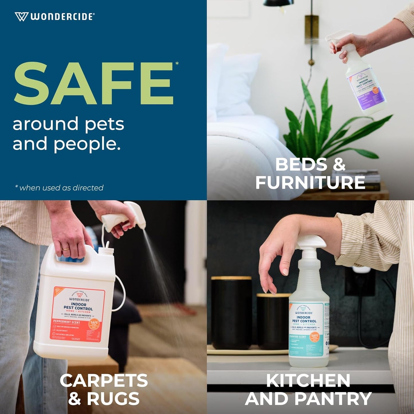 Wondercide - Indoor Pest Control Spray for Home and Kitchen - Ant, Roach, Spider, Fly, Flea, Bug Killer and Insect Repellent - with Natural Essential Oils - Pet and Family Safe — Peppermint 128 oz