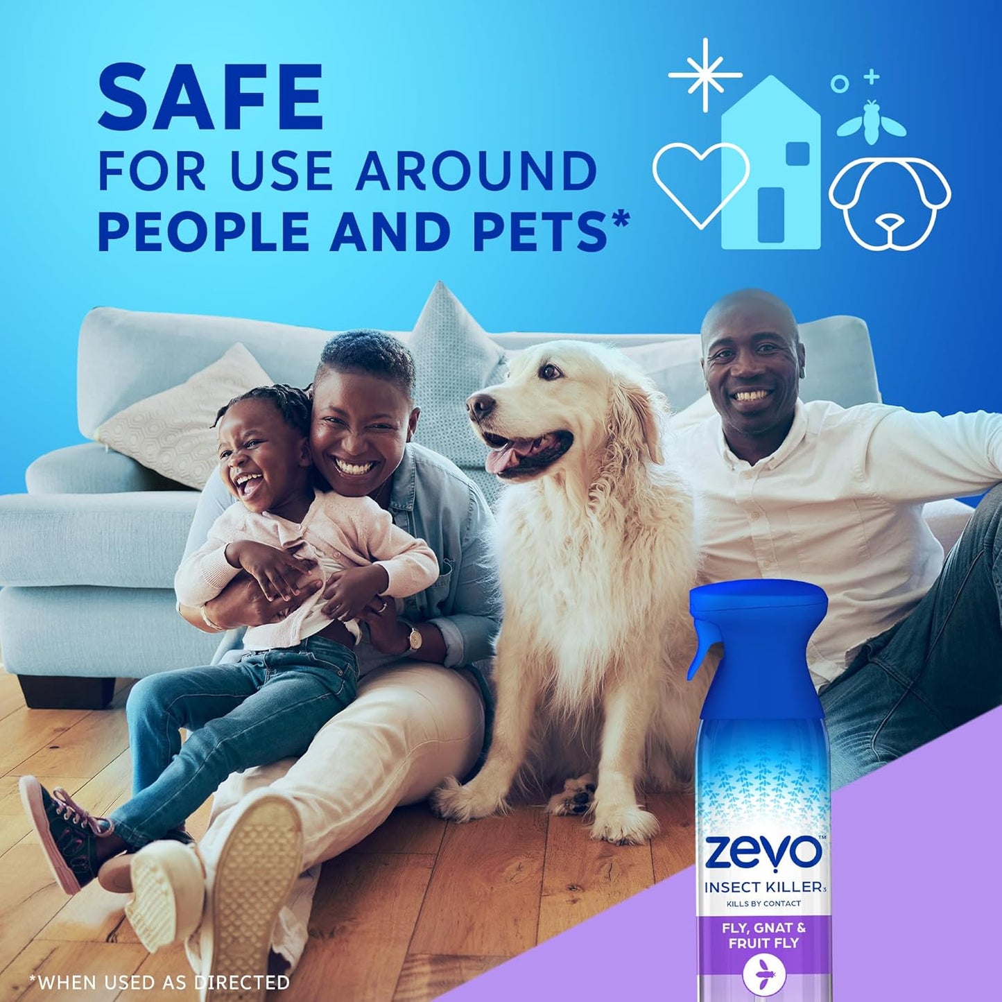 Zevo Flying Insect Killer Spray - Bug Spray for Home Use - Versatile Gnat, Mosquito, Fruit Fly Killer & More - with Rosemary & Cornmint Oil - for Indoor & Outdoor Use (2 Bottles)