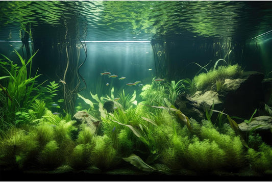 Aquarium Background Lush Green Aquatic Plants and Seagrasses Terrarium Background Under The Sea View With Rock Sands Fish Tank Background Amazing Aquarium Backdrop Background Poster Vinyl 36x18in