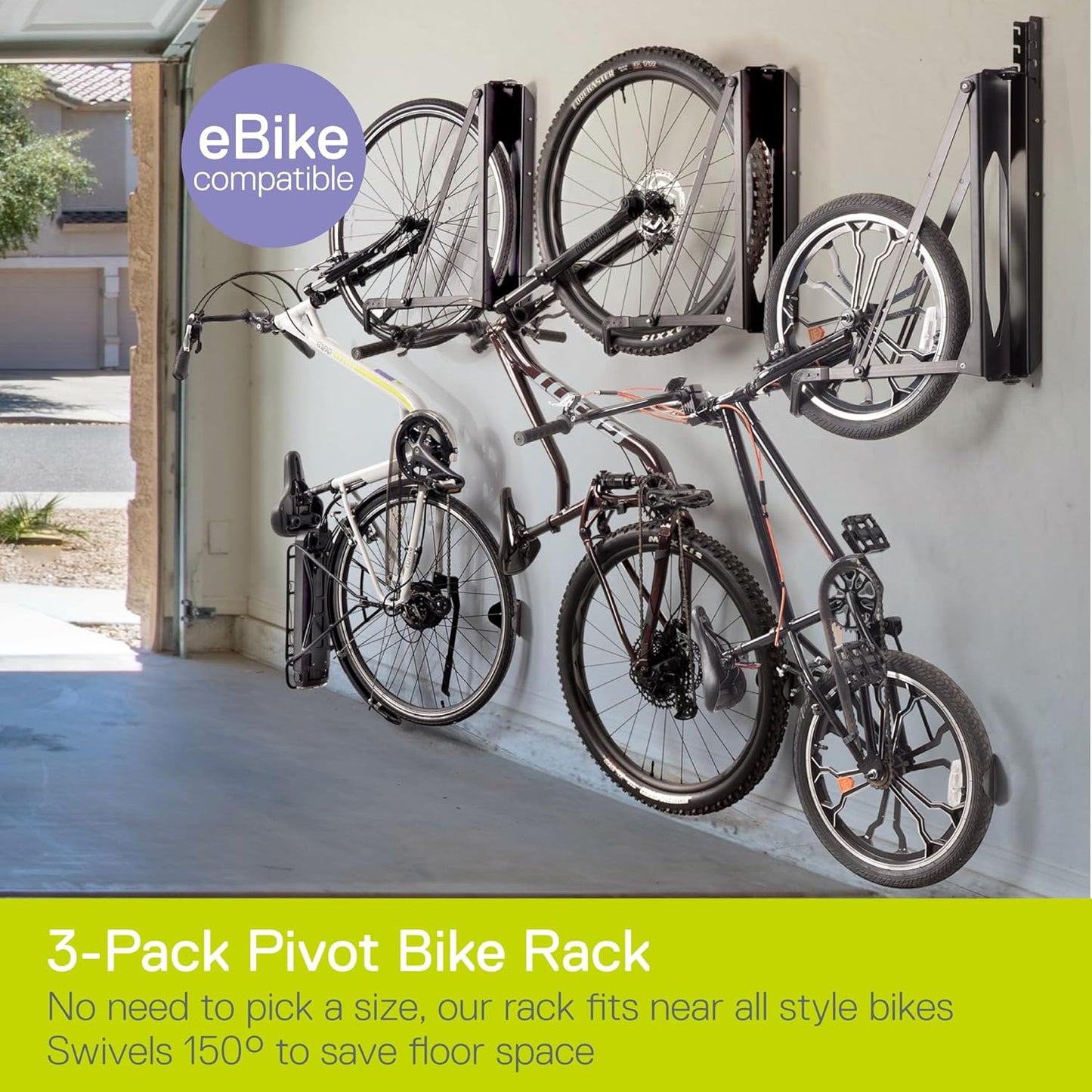 Pivot Bike Storage Rack by Delta Cycle - Bike Rack Garage Wall Mount Swivels to Save Space - No Lifting Required Vertical Bike Rack - Indoor Bike Storage Wall Hanger Holds Up to 100 lbs