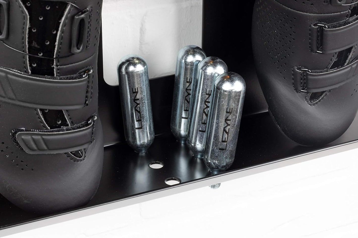 Wall Bike Rack | Bike Storage Wall Mount System | for Race Bicycles (Happy Black) and Mountain Bikes | Bike Shelf | Indoor Bike Wall Bracket | Store Your Helmet and Shoes | Home and Garage