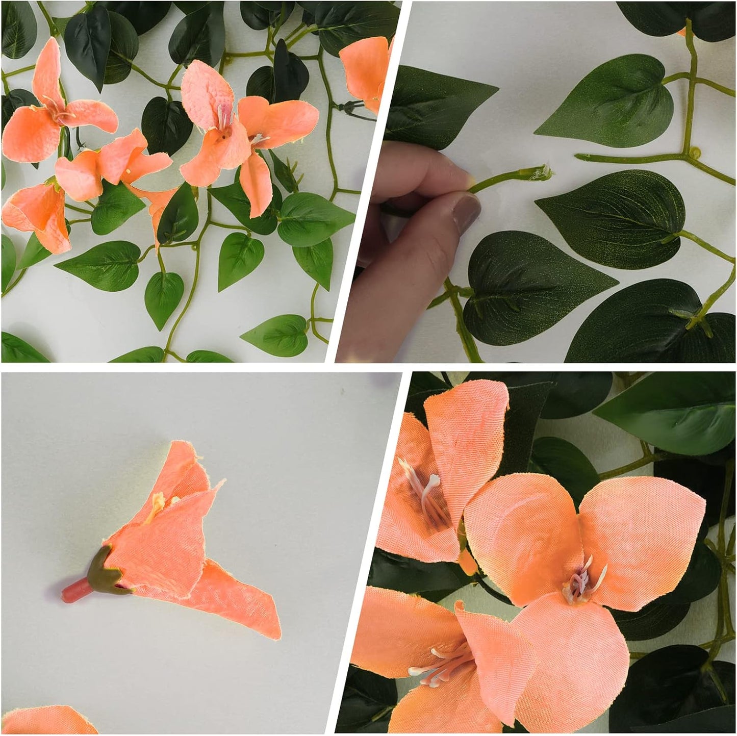 Artificial Hanging Flowers Bougainvillea, UV Resistant Fake Plastic Faux Flower Fabric Vine for Indoor Outdoor Garden Porch Eave Wedding Wall Décor Fall Decorations