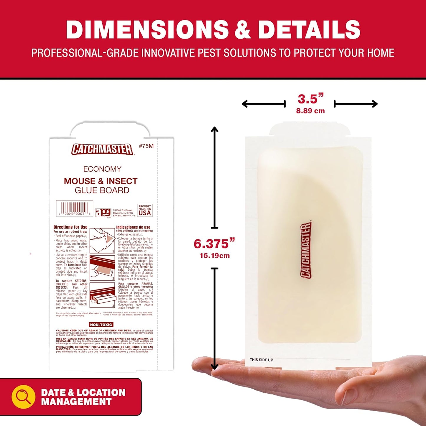 Catchmaster Mouse and Insect Glue Boards, 75-Pack Mouse Traps Indoor for Home, Sticky Pest Control Adhesive for Catching Bugs, Rats & Rodents, Bulk Glue Traps