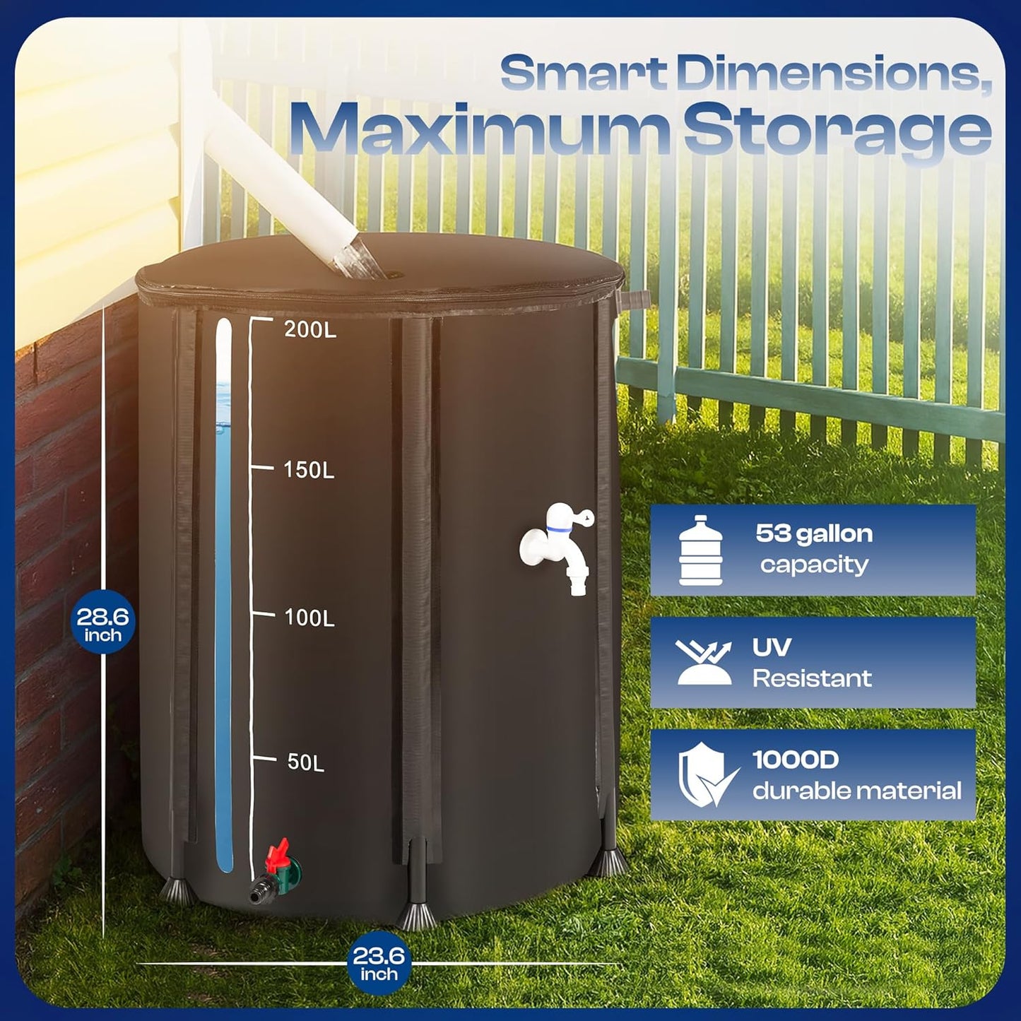 Collapsible Rain Barrel Rain Collection System Rain Water Collection Barrel Water Storage Rain Catcher Water Tank Rain Barrel Kit Water Reservoir Water Collection Barrel