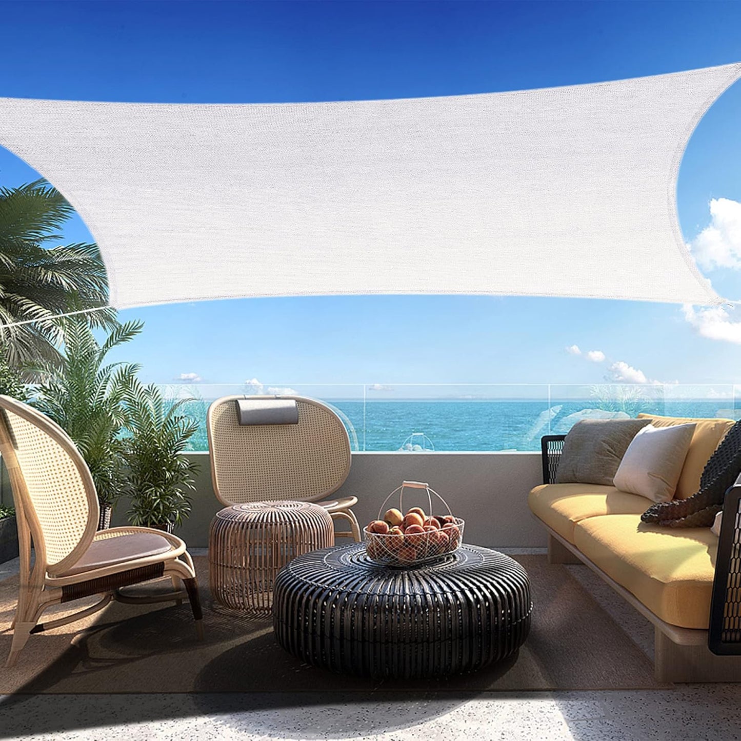 10' x 22' White Rectangle Sun Shade Sail SSP1212 Canopy Durable Fabric UV Block Awning,We Make Custom Orders