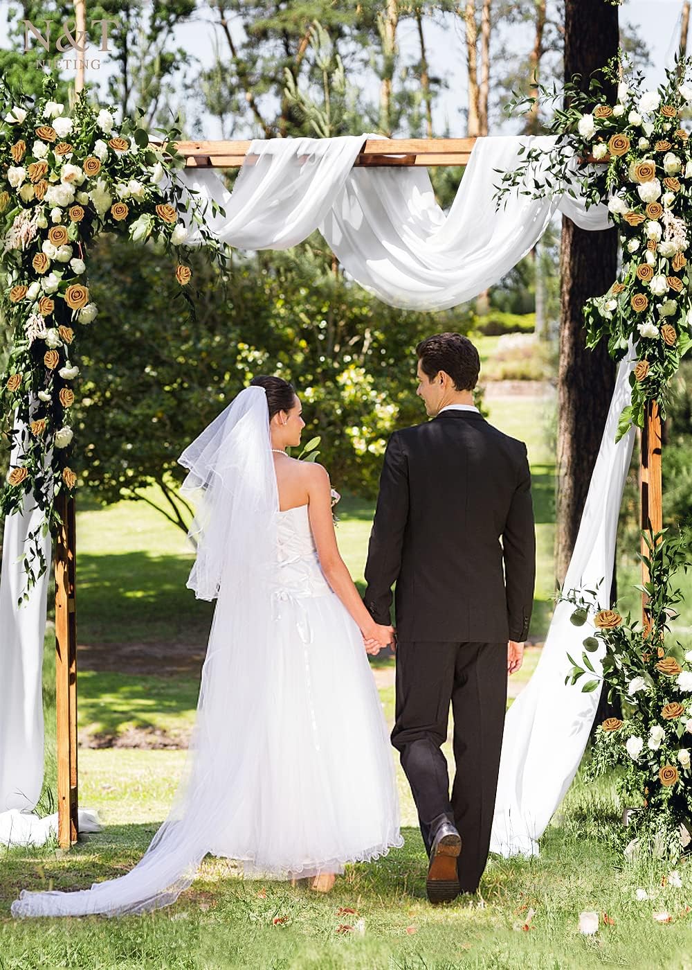 N&T NIETING Artificial Rose Flowers, 25pcs Fake Flowers Fall Yellow Rose DIY for Wedding Bridesmaid Bridal Bouquets Centerpieces Party Cake Decoration Home Display, Gold Yellow