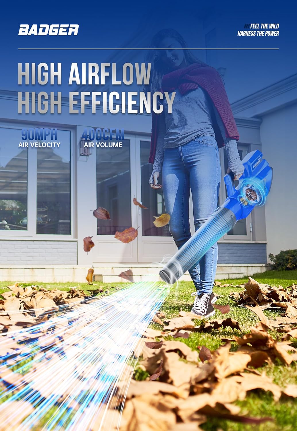 WILD BADGER POWER 40V Weed Wacker & Leaf Blower, Wheeled Edger Kit Electric with 2Ah Battery & Charger, String Trimmer, Lightweight, Adjustable Telescopic Shaft, Easy to Use and Convert