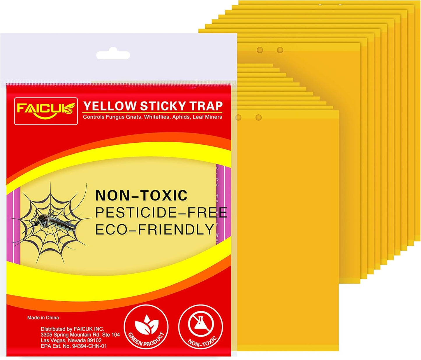 Faicuk 20 Pack Dual Sided Yellow Sticky Traps for Flying Plant Insect Like Fungus Gnats, Aphids, Whiteflies, Leafminers (6x8 Inches, Twist Ties Included)