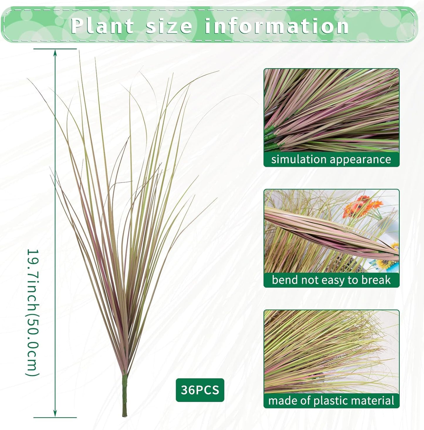 36Pcs Artificial Grass Plants, Faux Shrubs Wheat Grass, Artificial Tall Grass Fake Plants for Outdoor Decor,Artificial Greenery Stems Weed for Room Indoor Home Decor（Light Purple）